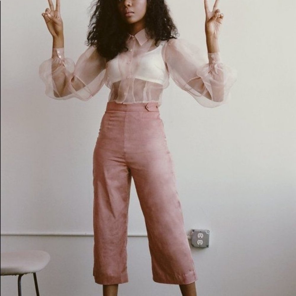 Hannah Kristina Metz Diana Pants / Pink Suede